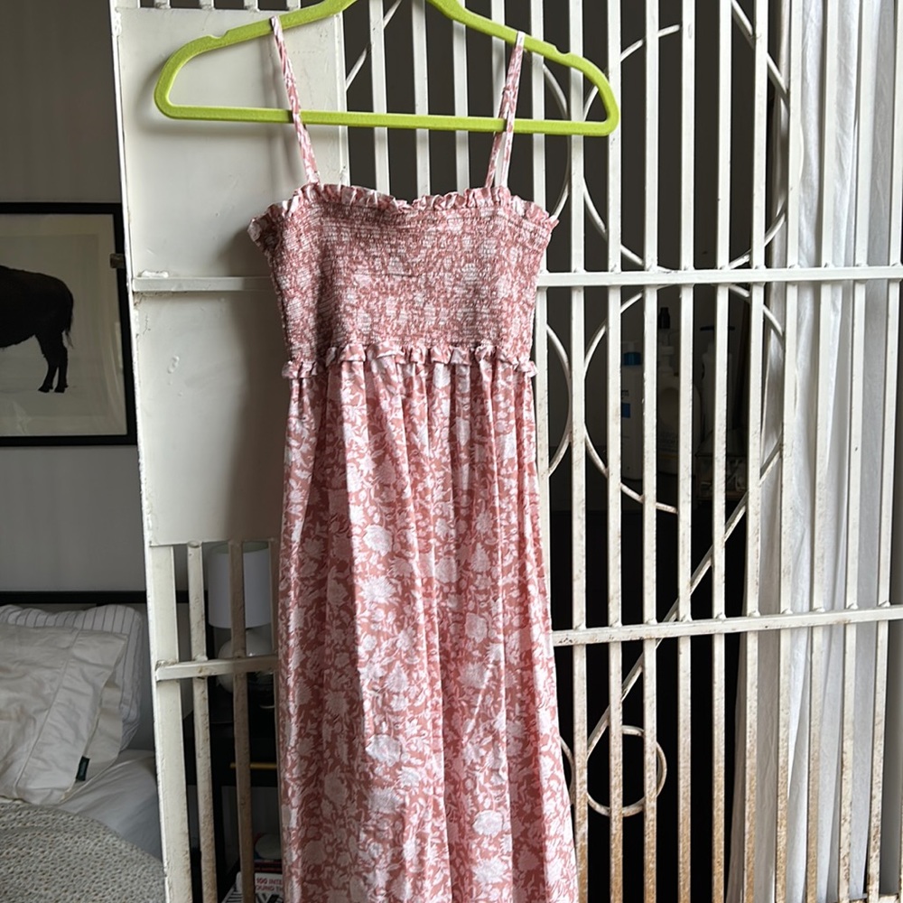 J Crew Smocked Floral MIDI Dress XS